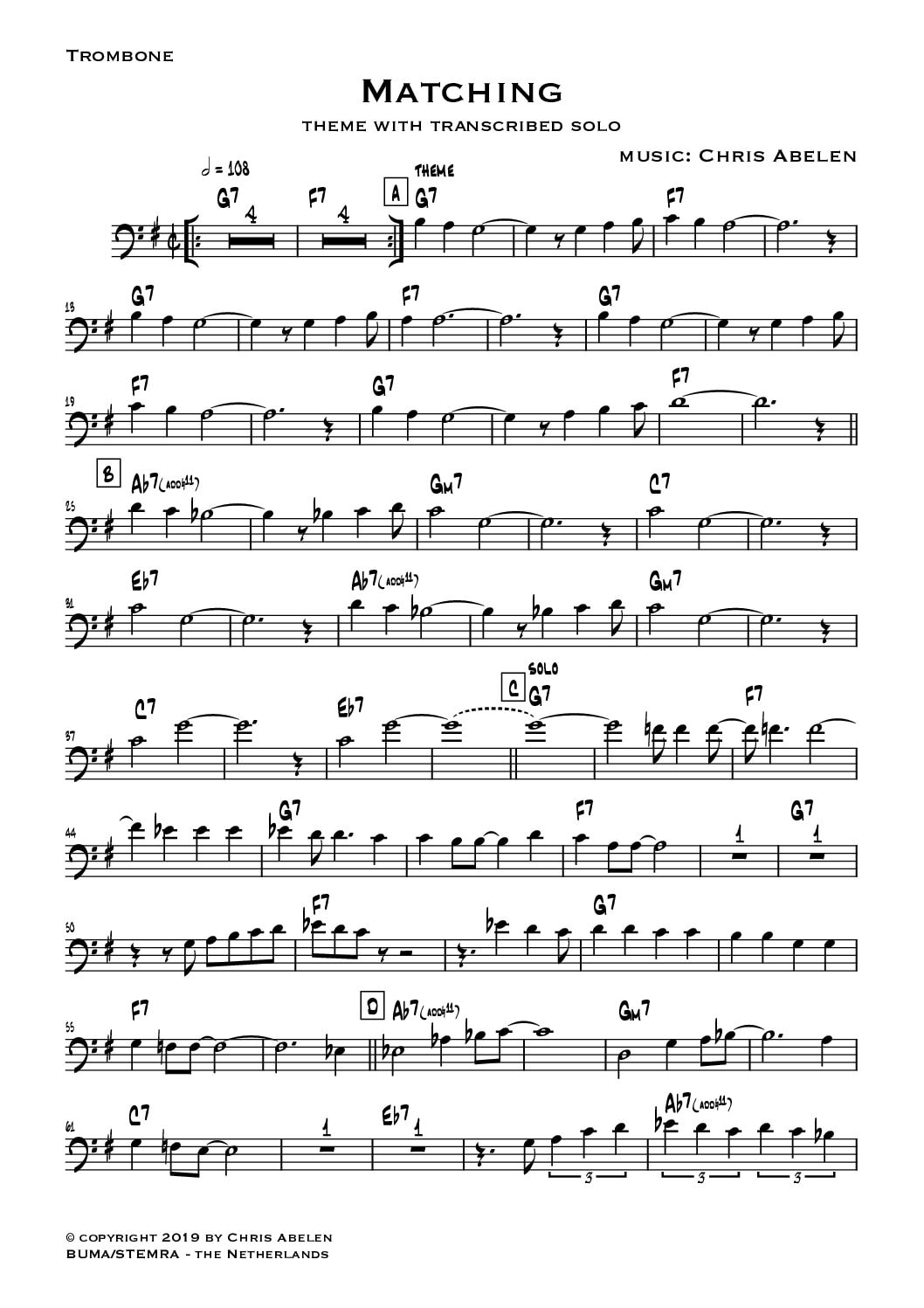 Matching – Trombone Solo Transcription (PDF)